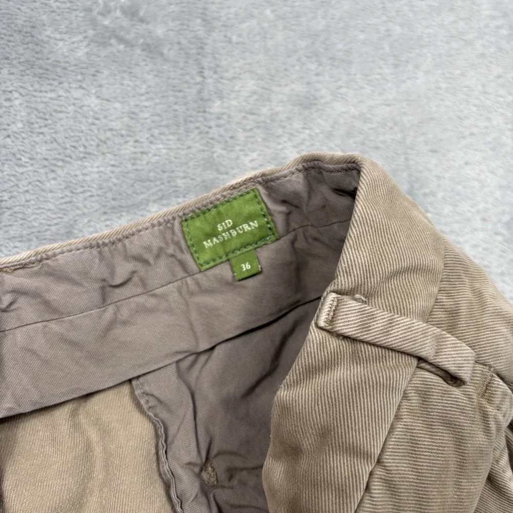 Sid Mashburn Men's Khaki Field Chino Pants 36x30 Slim Straight Cotton Twill